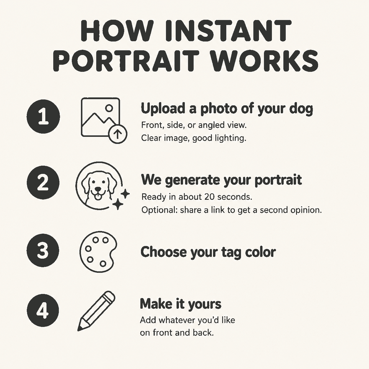 Instant Portrait - Silent Dog ID Tag