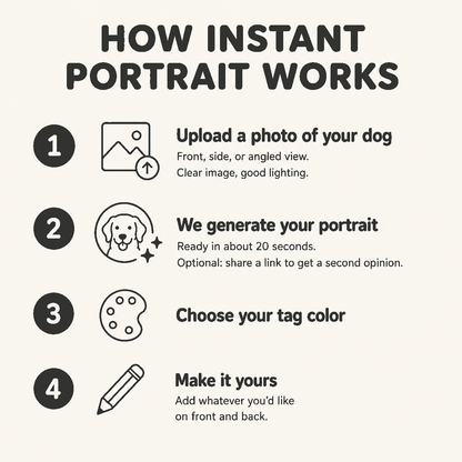 Instant Portrait - Silent Dog ID Tag
